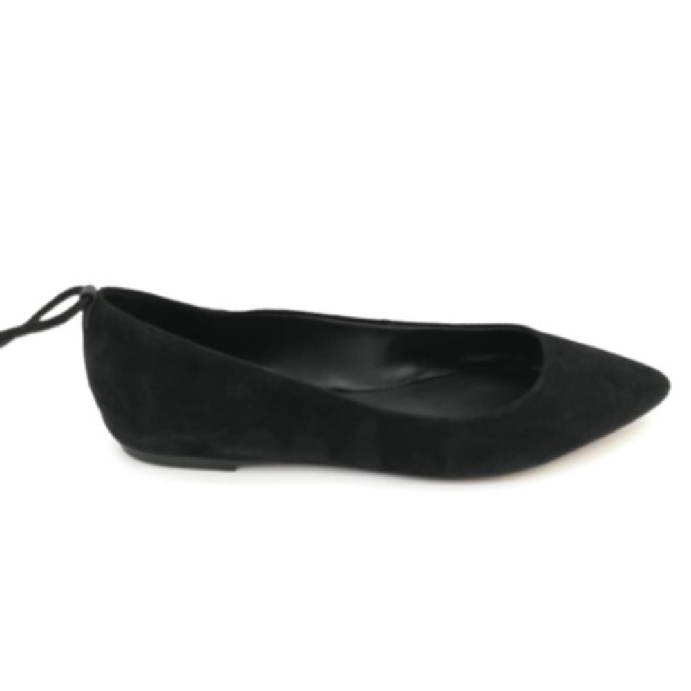 Brian Atwood Black Pointed Toe Suede Flats
